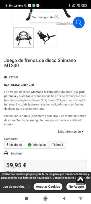 Frenos Shimano MT200 Hidráulicos