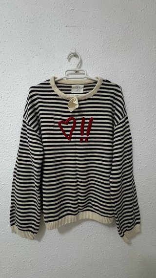 Jersey Zara Rayas Corazón Talla M