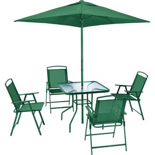 Set da Pranzo 6 Pezzi per Giardino Patio con Ombrellone 4