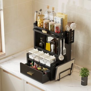 Scaffale Credenza Organizer Portaspezie con Vetrinetta e