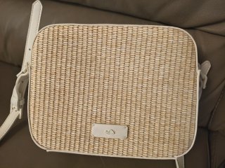 Borsa tracolla paglia e pelle bianca