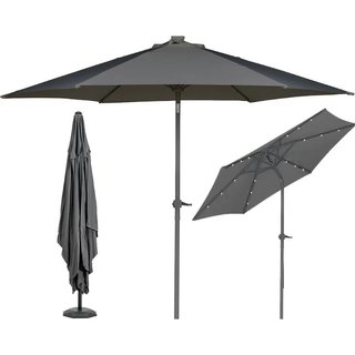 Ombrellone da Giardino Terrazzo Grigio con 18 LED e Palo