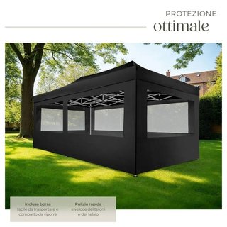 Gazebo pieghevole Viola 3x6 m con 4 elementi laterali
