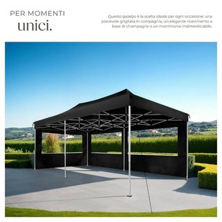 Gazebo pieghevole Viola 3x6 m con 4 elementi laterali