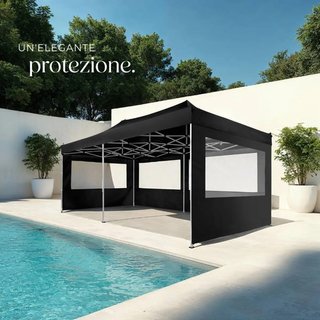 Gazebo pieghevole Viola 3x6 m con 4 elementi laterali