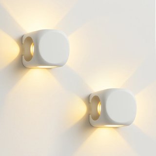 Set 2 Applique da Muro 4 Led Lampada a Parete Bianca Luce