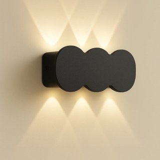 Applique da Muro con 6 Led Lampada a Parete Nera con Luce