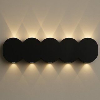 Applique da Muro 10 Led Lampada a Parete Nero con Luce