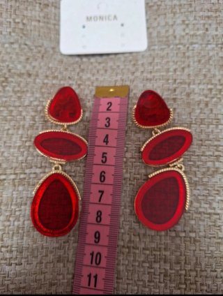 Pendientes largos rojos efecto cristal