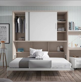 CAMA ABATIBLE VERTICAL 105×190 CON ARMARIO
