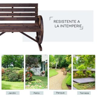 Panca da giardino in legno con ruote