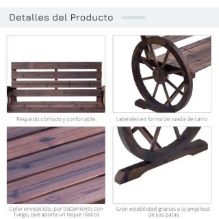 Panca da giardino in legno con ruote