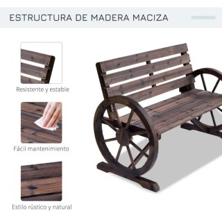 Panca da giardino in legno con ruote