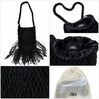 Bolso bandolera Zara negro con flecos