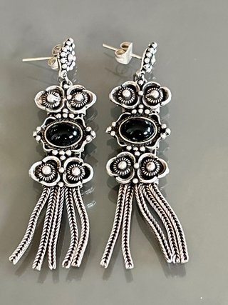 Orecchini vintage argento 925 con pietre nere