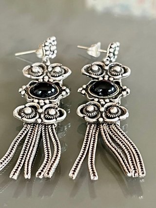 Orecchini vintage argento 925 con pietre nere