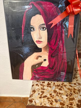 Cuadro pintado a mano mujer con velo