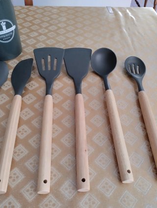 Set Mestoli Cucina Silicone e Legno