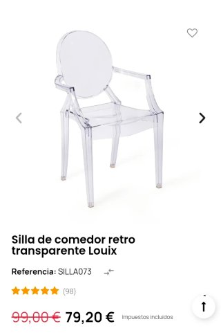 Silla comedor Louix transparente Las 4 juntas