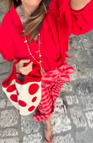 Falda midi volantes cuadros