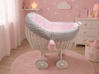 Mini cuna mimbre niña