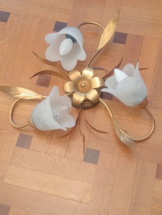 Plafoniera floreale oro e bianco