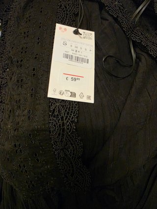 Vestido midi negro con encaje Talla S