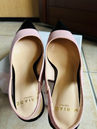 Scarpe Miriade con tacco rosa e nero Tg 37