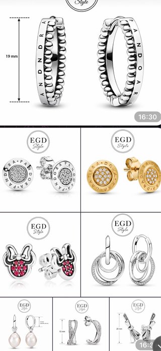 Pendientes Pandora Aro y Botón Dorados/Plateados