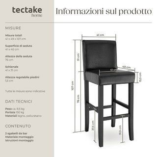 Sgabello da bar in pelle sintetica · Sedie