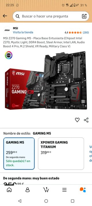 Placa Base MSI Z270 Gaming M5