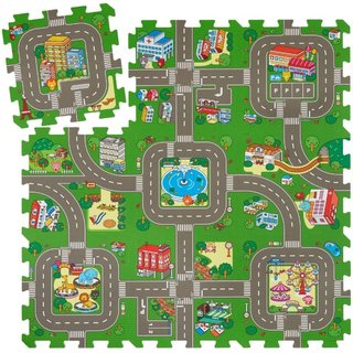 Tappetino puzzle MyCity, città e strade, 9 pezzi,
