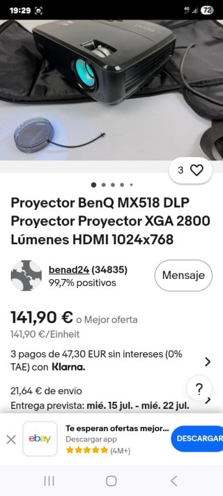 Proyector BenQ DLP + Soporte y Cables