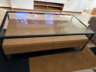 Mesa de centro cristal y madera