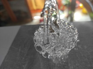 Cesta cristal soplado antigua dorada
