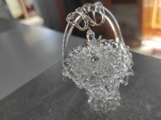 Cesta cristal soplado antigua dorada