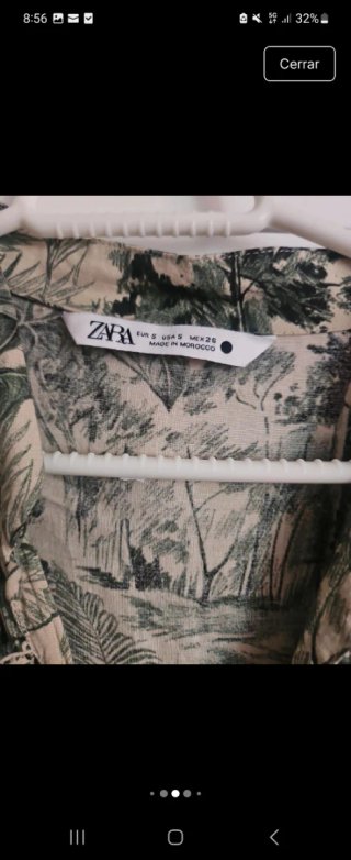 Vestido Zara estampado verde y beige