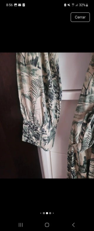 Vestido Zara estampado verde y beige
