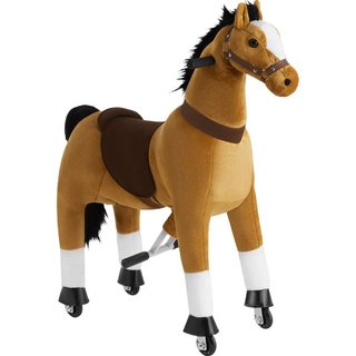 Cavallino a dondolo su rotelle, peluche, design realistico