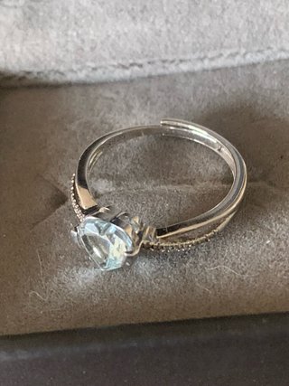 Anillo Plata Aguamarina Corazón Ajustable
