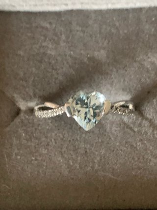 Anillo Plata Aguamarina Corazón Ajustable