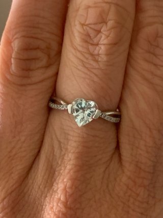 Anillo Plata Aguamarina Corazón Ajustable