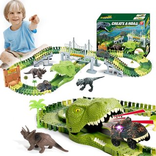 Playset Pista Macchinine Flessibili Parco dei Dinosauri
