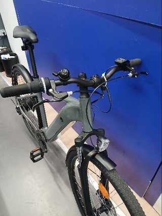 Bicicleta Trekking Eléctrica Cuadro Alto E-Actv 100 Gris