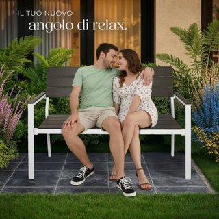 Panchina da giardino Line a 2 posti con telaio in alluminio
