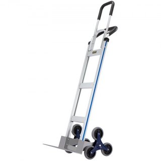 Carro de Escalera, Capacidad de Carga de 249.5 kg, Carretilla de Aluminio con Doble Mango, Estructura Integrada y Ruedas de Goma Antideslizantes, Escalador Multifuncional para Almacén, Compras, Ae...