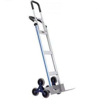 Carro de Escalera, Capacidad de Carga de 249.5 kg, Carretilla de Aluminio con Doble Mango, Estructura Integrada y Ruedas de Goma Antideslizantes, Escalador Multifuncional para Almacén, Compras, Ae...