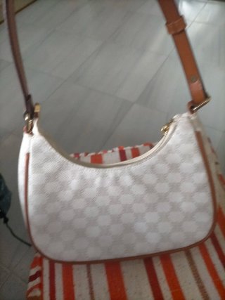Bolso de mano, blanco y marrón