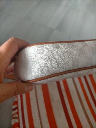 Bolso de mano, blanco y marrón