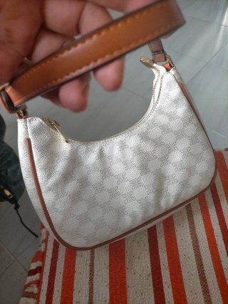 Bolso de mano, blanco y marrón
